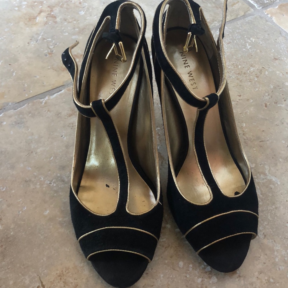 Black and Gold Nine West Heels